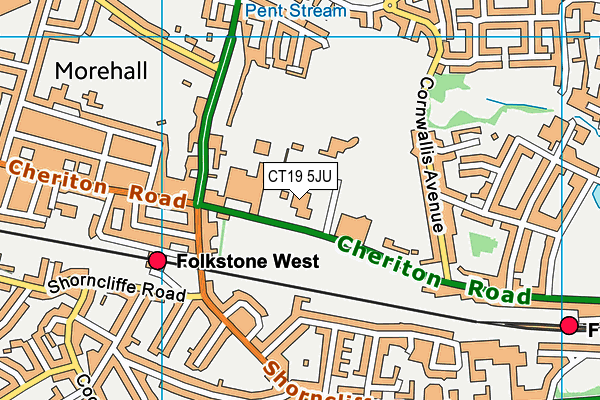 CT19 5JU map - OS VectorMap District (Ordnance Survey) CT19 5JU map - OS VectorMap District (Ordnance Survey)