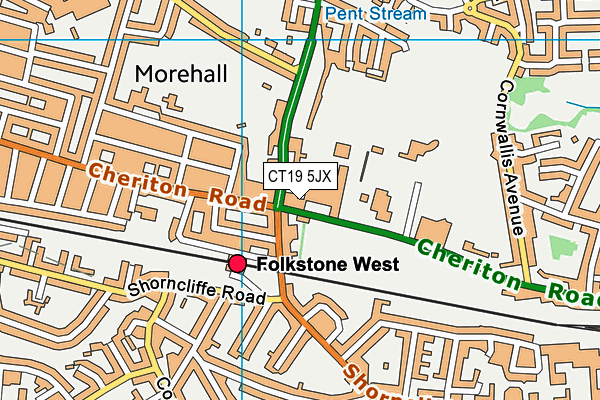 CT19 5JX map - OS VectorMap District (Ordnance Survey) CT19 5JX map - OS VectorMap District (Ordnance Survey)