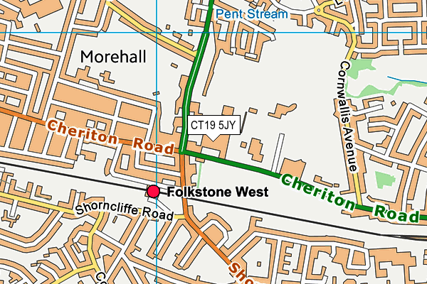 CT19 5JY map - OS VectorMap District (Ordnance Survey) CT19 5JY map - OS VectorMap District (Ordnance Survey)