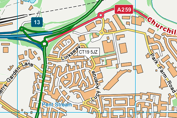 CT19 5JZ map - OS VectorMap District (Ordnance Survey) CT19 5JZ map - OS VectorMap District (Ordnance Survey)