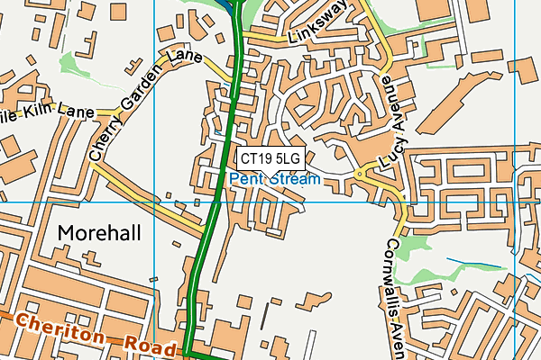 CT19 5LG map - OS VectorMap District (Ordnance Survey) CT19 5LG map - OS VectorMap District (Ordnance Survey)