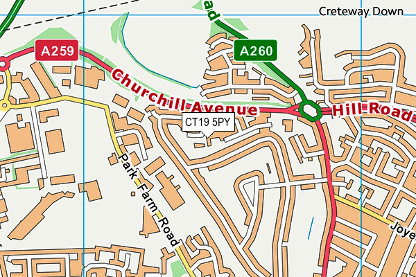 CT19 5PY map - OS VectorMap District (Ordnance Survey) CT19 5PY map - OS VectorMap District (Ordnance Survey)