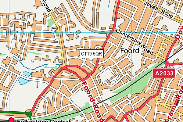 CT19 5QR map - OS VectorMap District (Ordnance Survey) CT19 5QR map - OS VectorMap District (Ordnance Survey)