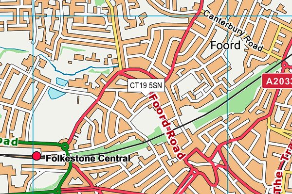 CT19 5SN map - OS VectorMap District (Ordnance Survey) CT19 5SN map - OS VectorMap District (Ordnance Survey)