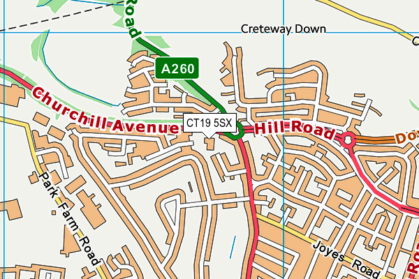 CT19 5SX map - OS VectorMap District (Ordnance Survey) CT19 5SX map - OS VectorMap District (Ordnance Survey)