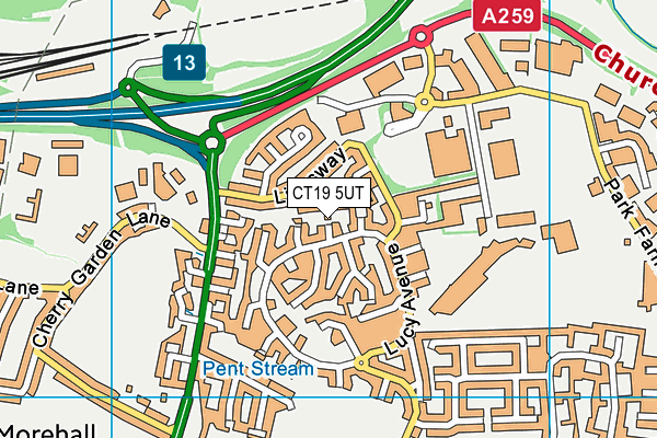 CT19 5UT map - OS VectorMap District (Ordnance Survey) CT19 5UT map - OS VectorMap District (Ordnance Survey)