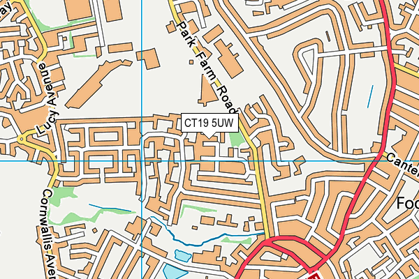 CT19 5UW map - OS VectorMap District (Ordnance Survey) CT19 5UW map - OS VectorMap District (Ordnance Survey)