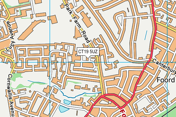 CT19 5UZ map - OS VectorMap District (Ordnance Survey) CT19 5UZ map - OS VectorMap District (Ordnance Survey)