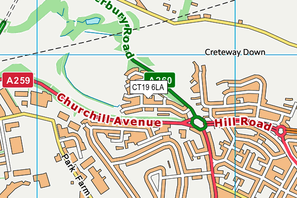 CT19 6LA map - OS VectorMap District (Ordnance Survey) CT19 6LA map - OS VectorMap District (Ordnance Survey)
