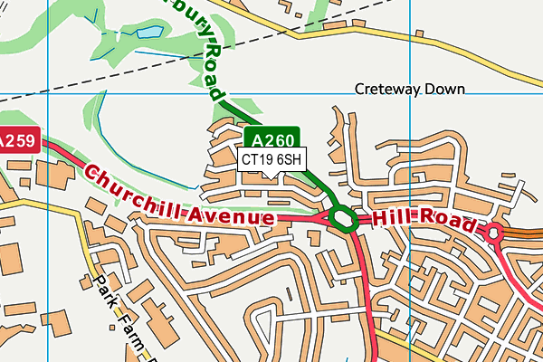 CT19 6SH map - OS VectorMap District (Ordnance Survey) CT19 6SH map - OS VectorMap District (Ordnance Survey)