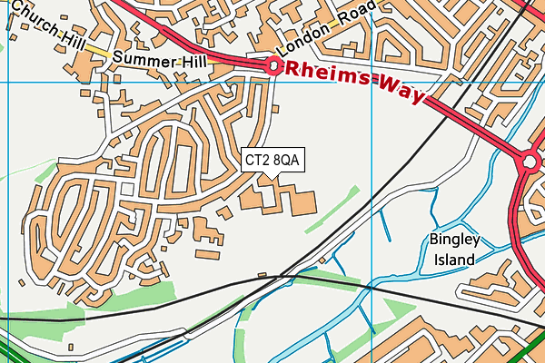 CT2 8QA map - OS VectorMap District (Ordnance Survey)