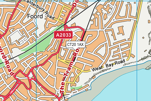 CT20 1AX map - OS VectorMap District (Ordnance Survey)