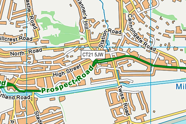 CT21 5JW map - OS VectorMap District (Ordnance Survey) CT21 5JW map - OS VectorMap District (Ordnance Survey)