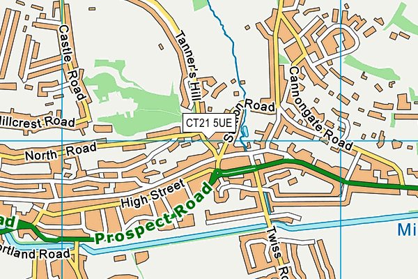 CT21 5UE map - OS VectorMap District (Ordnance Survey) CT21 5UE map - OS VectorMap District (Ordnance Survey)