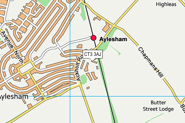 CT3 3AJ map - OS VectorMap District (Ordnance Survey) CT3 3AJ map - OS VectorMap District (Ordnance Survey)