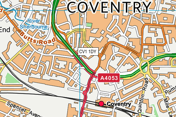 CV1 1DY map - OS VectorMap District (Ordnance Survey) CV1 1DY map - OS VectorMap District (Ordnance Survey)
