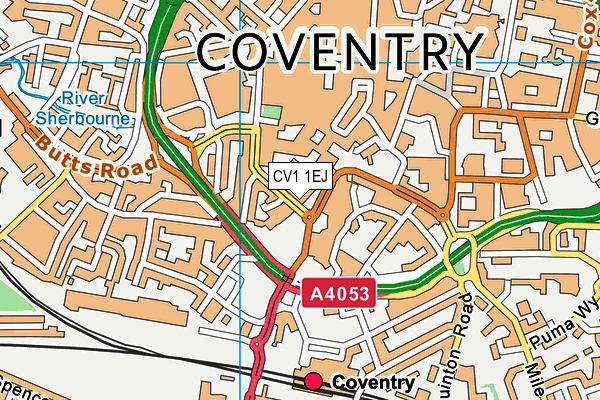 CV1 1EJ map - OS VectorMap District (Ordnance Survey) CV1 1EJ map - OS VectorMap District (Ordnance Survey)