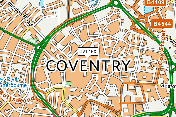 CV1 1FX map - OS VectorMap District (Ordnance Survey) CV1 1FX map - OS VectorMap District (Ordnance Survey)