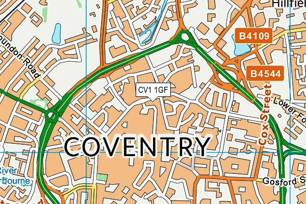 CV1 1GF map - OS VectorMap District (Ordnance Survey) CV1 1GF map - OS VectorMap District (Ordnance Survey)