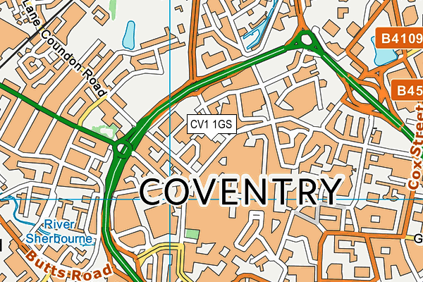 CV1 1GS map - OS VectorMap District (Ordnance Survey)