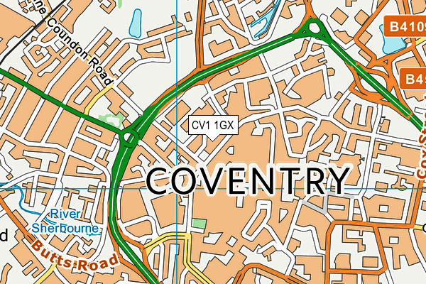 CV1 1GX map - OS VectorMap District (Ordnance Survey)