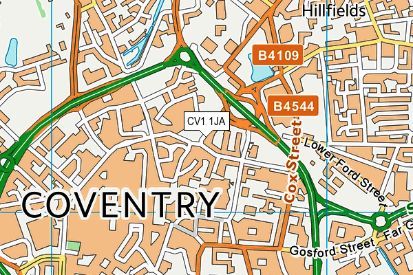 CV1 1JA map - OS VectorMap District (Ordnance Survey) CV1 1JA map - OS VectorMap District (Ordnance Survey)
