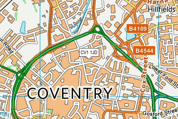 CV1 1JD map - OS VectorMap District (Ordnance Survey)