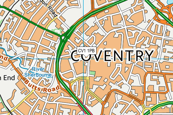 CV1 1PB map - OS VectorMap District (Ordnance Survey) CV1 1PB map - OS VectorMap District (Ordnance Survey)