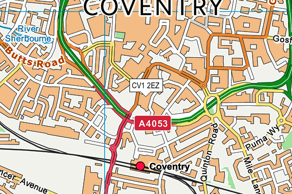 CV1 2EZ map - OS VectorMap District (Ordnance Survey) CV1 2EZ map - OS VectorMap District (Ordnance Survey)