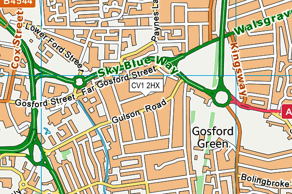 CV1 2HX map - OS VectorMap District (Ordnance Survey)