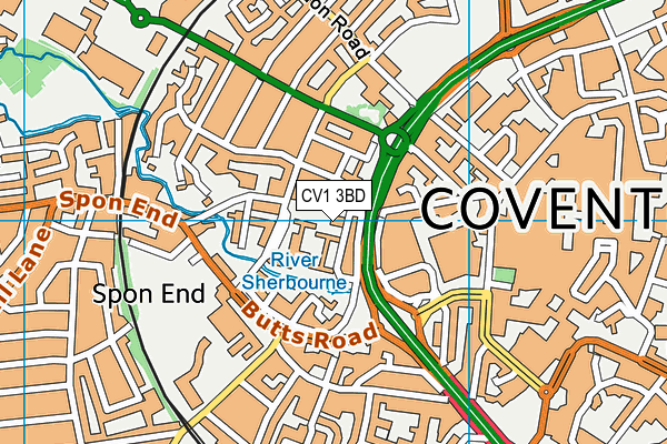 CV1 3BD map - OS VectorMap District (Ordnance Survey) CV1 3BD map - OS VectorMap District (Ordnance Survey)