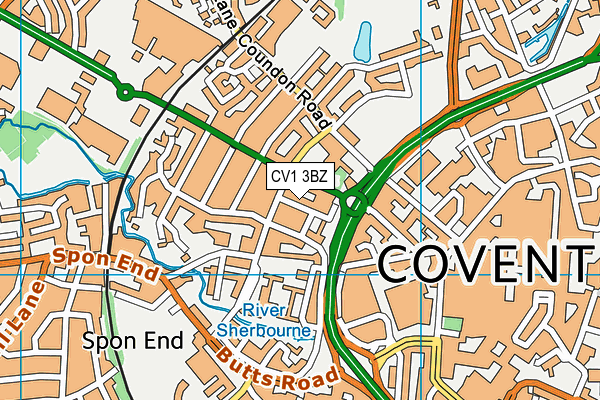 CV1 3BZ map - OS VectorMap District (Ordnance Survey)