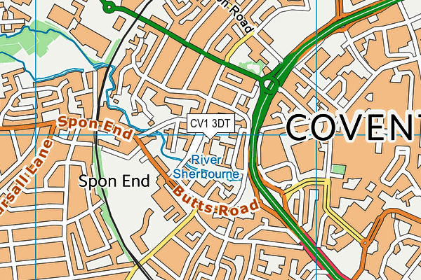 CV1 3DT map - OS VectorMap District (Ordnance Survey) CV1 3DT map - OS VectorMap District (Ordnance Survey)