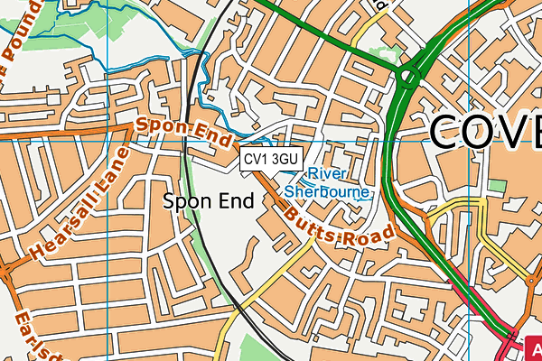 CV1 3GU map - OS VectorMap District (Ordnance Survey) CV1 3GU map - OS VectorMap District (Ordnance Survey)