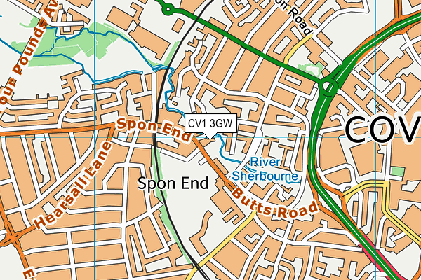 CV1 3GW map - OS VectorMap District (Ordnance Survey) CV1 3GW map - OS VectorMap District (Ordnance Survey)