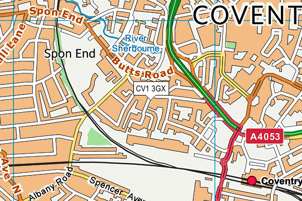 CV1 3GX map - OS VectorMap District (Ordnance Survey) CV1 3GX map - OS VectorMap District (Ordnance Survey)