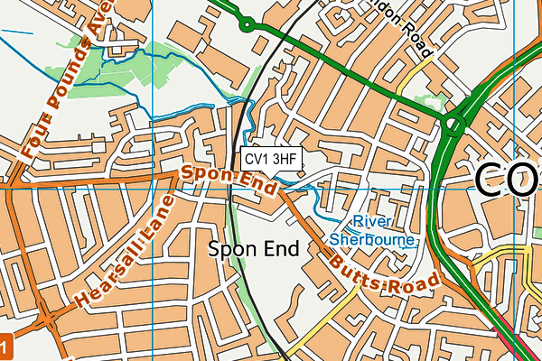 CV1 3HF map - OS VectorMap District (Ordnance Survey) CV1 3HF map - OS VectorMap District (Ordnance Survey)