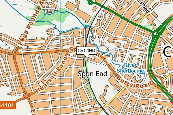 CV1 3HQ map - OS VectorMap District (Ordnance Survey) CV1 3HQ map - OS VectorMap District (Ordnance Survey)