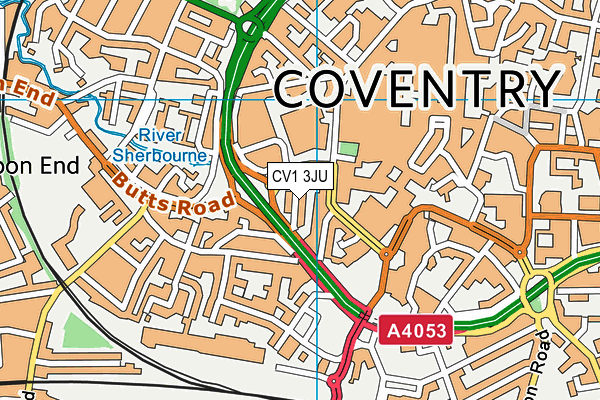 CV1 3JU map - OS VectorMap District (Ordnance Survey) CV1 3JU map - OS VectorMap District (Ordnance Survey)