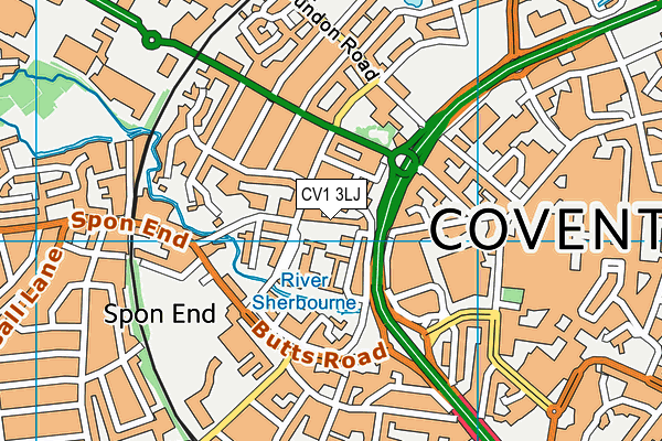 CV1 3LJ map - OS VectorMap District (Ordnance Survey) CV1 3LJ map - OS VectorMap District (Ordnance Survey)