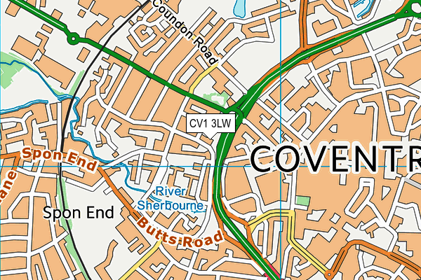 CV1 3LW map - OS VectorMap District (Ordnance Survey) CV1 3LW map - OS VectorMap District (Ordnance Survey)