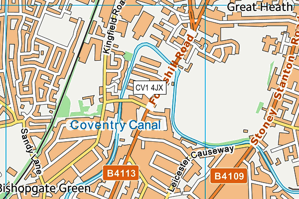 CV1 4JX map - OS VectorMap District (Ordnance Survey)
