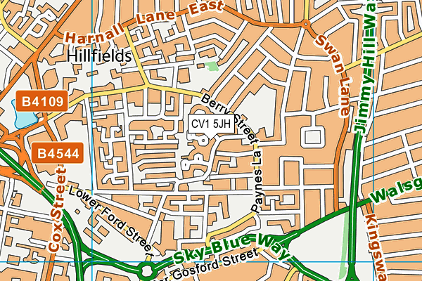 CV1 5JH map - OS VectorMap District (Ordnance Survey) CV1 5JH map - OS VectorMap District (Ordnance Survey)