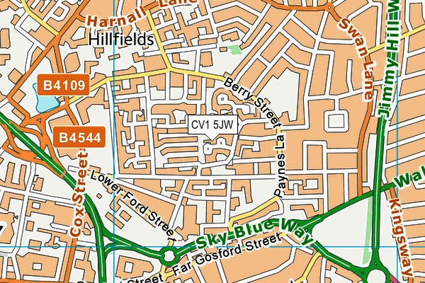CV1 5JW map - OS VectorMap District (Ordnance Survey) CV1 5JW map - OS VectorMap District (Ordnance Survey)