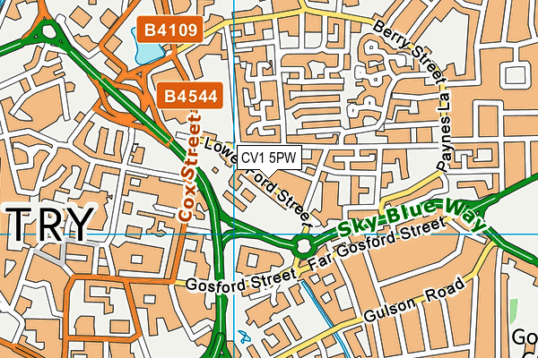 CV1 5PW map - OS VectorMap District (Ordnance Survey) CV1 5PW map - OS VectorMap District (Ordnance Survey)