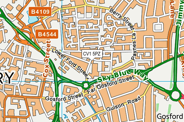 CV1 5PZ map - OS VectorMap District (Ordnance Survey) CV1 5PZ map - OS VectorMap District (Ordnance Survey)