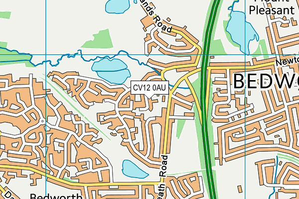 CV12 0AU map - OS VectorMap District (Ordnance Survey)