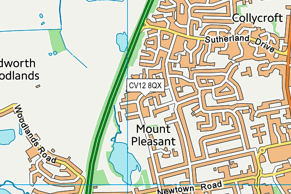 CV12 8QX map - OS VectorMap District (Ordnance Survey) CV12 8QX map - OS VectorMap District (Ordnance Survey)