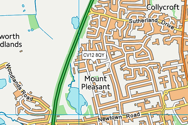 CV12 8QY map - OS VectorMap District (Ordnance Survey) CV12 8QY map - OS VectorMap District (Ordnance Survey)