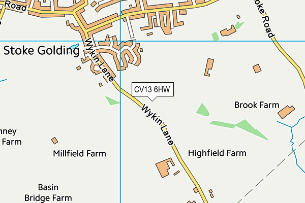 CV13 6HW map - OS VectorMap District (Ordnance Survey)
